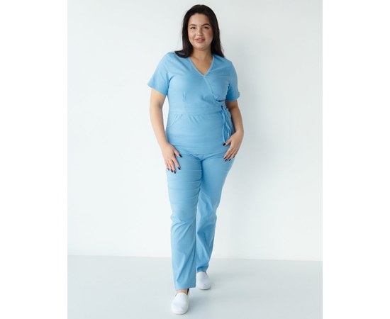 Изображение  Медицинский костюм женский Рио голубой +SIZE р. 60, "БЕЛЫЙ ХАЛАТ" 346-333-704, Размер: 60, Цвет: голубой