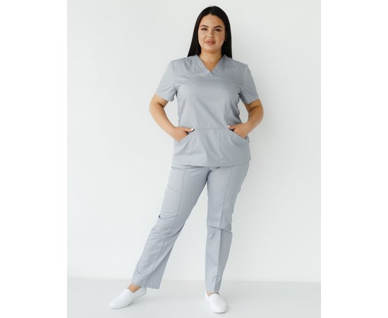Изображение  Медицинский костюм женский Топаз серый +SIZE р. 58, "БЕЛЫЙ ХАЛАТ" 318-328-705, Размер: 58, Цвет: серый
