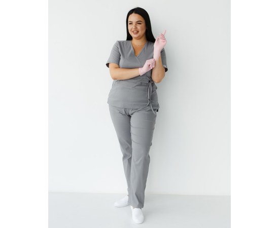 Изображение  Women's medical suit Rio gray +SIZE s. 56, "WHITE ROBE" 346-328-704, Size: 56, Color: grey