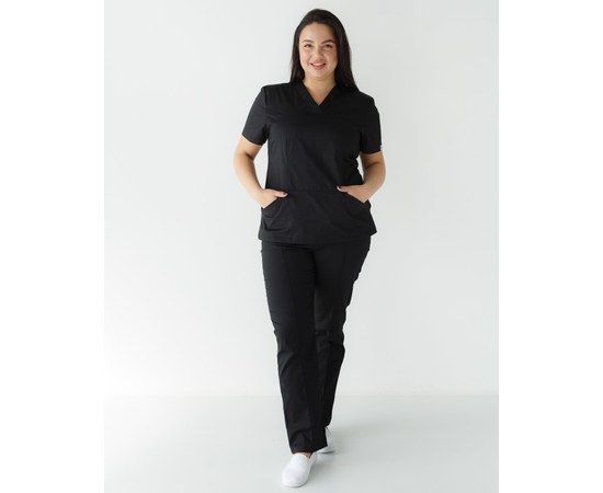 Изображение  Медицинский костюм женский Топаз черный +SIZE р. 56, "БЕЛЫЙ ХАЛАТ" 318-321-705, Размер: 56, Цвет: черный