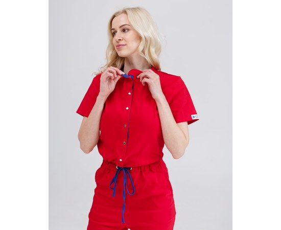 Изображение 3 Women's medical overalls Dallas red with blue stitching s. 50, "WHITE ROBE" 127-339-715, Size: 50, Color: red