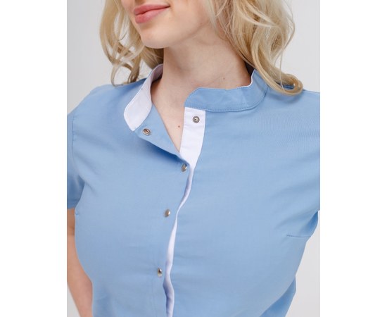 Изображение 4 Women's medical overalls Dallas blue with white stitching s. 50, "WHITE ROBE" 127-333-669, Size: 50, Color: blue light