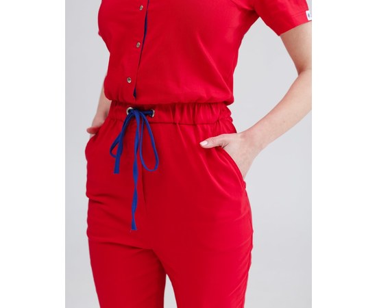 Изображение 4 Women's medical overalls Dallas red with blue stitching s. 50, "WHITE ROBE" 127-339-715, Size: 50, Color: red