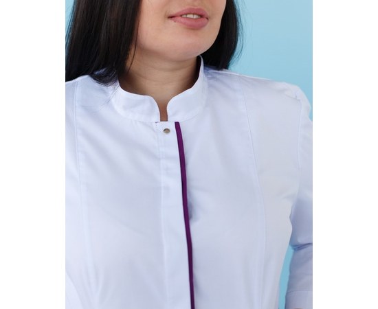 Изображение 4 Медицинский костюм женский Сакура белый-фиолетовый +SIZE р. 56, "БЕЛЫЙ ХАЛАТ" 317-346-679, Размер: 56, Цвет: белый-фиолетовый