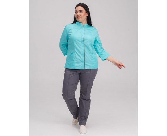 Зображення 9 Жіночий костюм жіночий Сакура м'ятний-сірий +SIZE р. 56, "БІЛИЙ ХАЛАТ" 317-356-679, Розмір: 56, Колір: м'ятний-сірий
