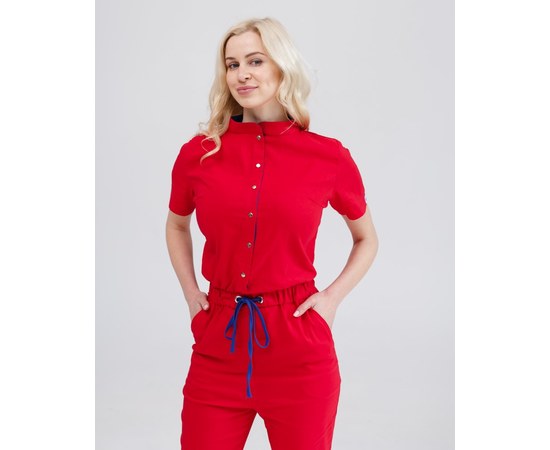 Изображение 9 Women's medical overalls Dallas red with blue stitching s. 50, "WHITE ROBE" 127-339-715, Size: 50, Color: red