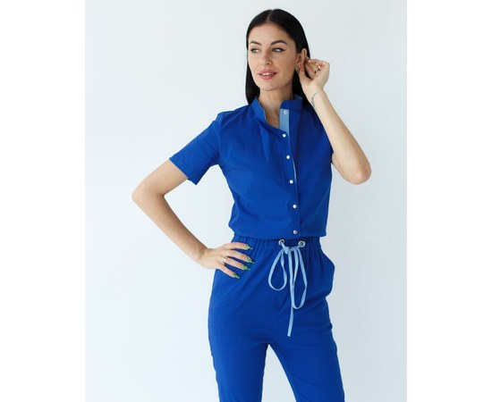 Изображение 9 Women's medical overalls Dallas electrician with blue stitching s. 50, "WHITE ROBE" 127-334-715, Size: 50, Color: electrician