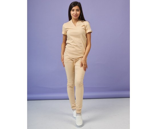 Изображение  Women's medical suit Marseille beige s. 54, "WHITE ROBE" 383-367-708, Size: 54, Color: beige