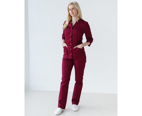 Изображение  Women's medical suit Lotus Marsala river. 40, "WHITE ROBE" 125-326-679, Size: 40, Color: marsala