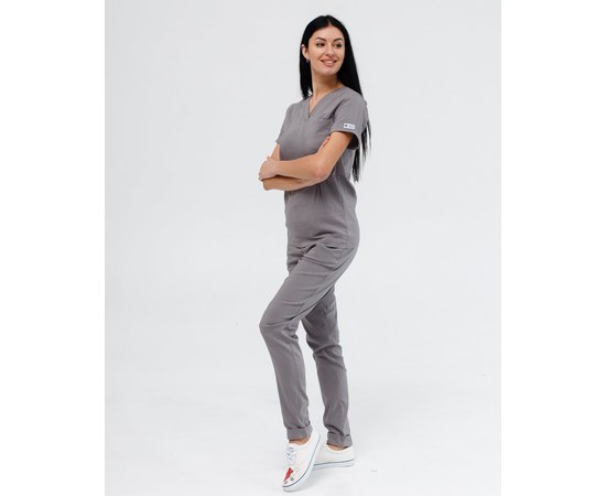 Изображение  Women's medical suit Marseille gray s. 46, "WHITE ROBE" 383-328-708, Size: 46, Color: grey