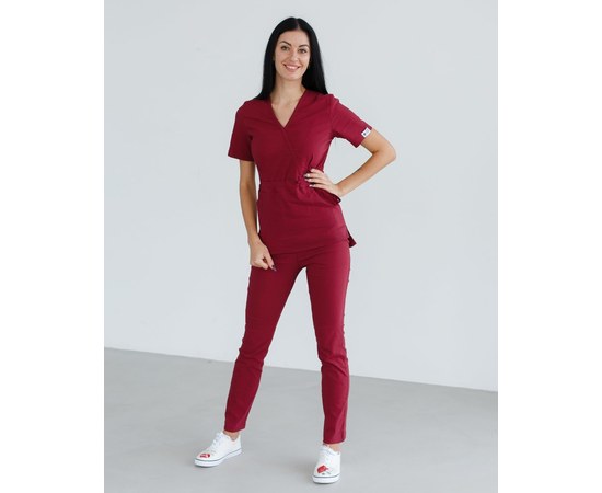 Изображение  Women's medical suit Rio Marsala s. 46, "WHITE ROBE" 135-326-707, Size: 46, Color: marsala