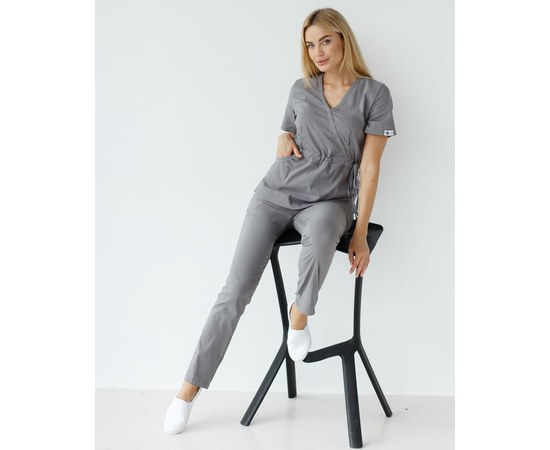 Изображение  Women's medical suit Rio gray s. 40, "WHITE ROBE" 135-328-707, Size: 40, Color: grey