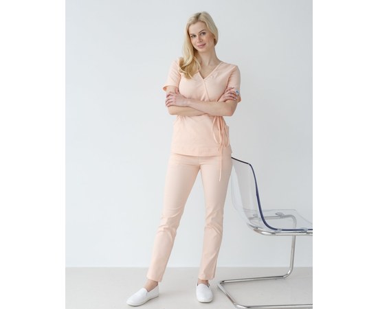 Изображение  Women's medical suit Rio peach s. 42, "WHITE ROBE" 135-338-715, Size: 42, Color: peach