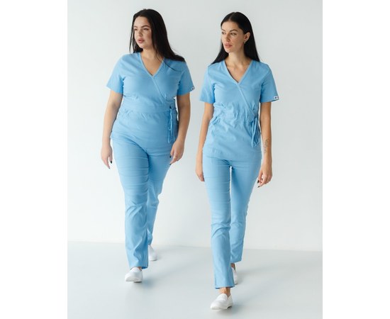 Изображение  Медицинский костюм женский Рио голубой р. 52, "БЕЛЫЙ ХАЛАТ" 135-333-707, Размер: 52, Цвет: голубой