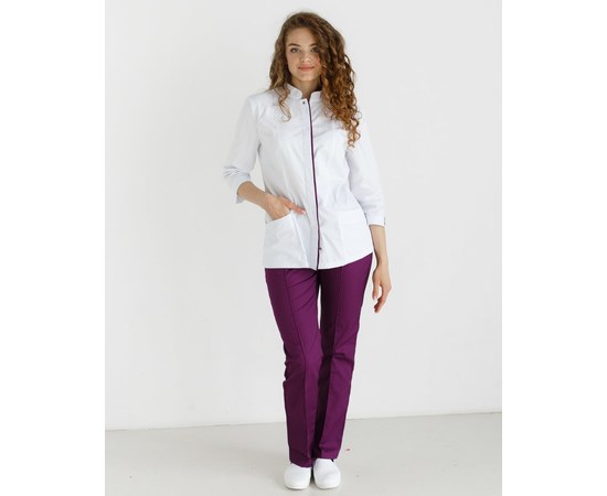 Изображение  Women's medical suit Sakura white-violet s. 40, "WHITE ROBE" 124-346-678, Size: 40, Color: white-purple