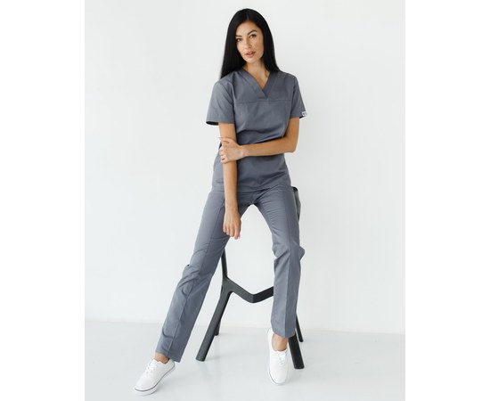 Изображение  Women's medical suit Topaz dark gray s. 42, "WHITE ROBE" 137-408-705, Size: 42, Color: dark grey
