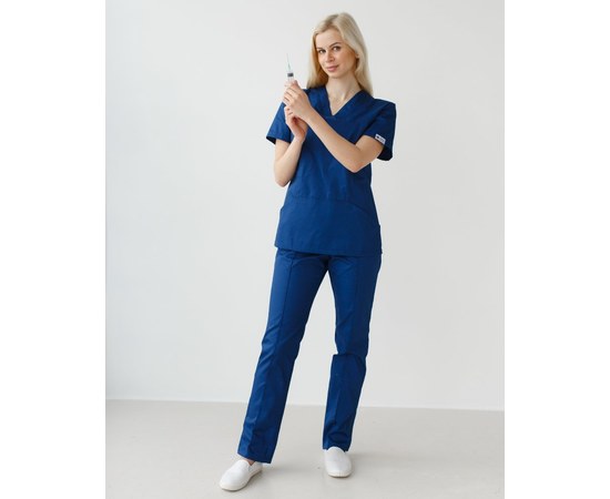 Изображение  Women's medical suit Topaz blue s. 54, "WHITE ROBE" 137-322-705, Size: 54, Color: blue