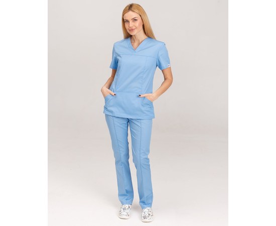 Зображення  Жіночий медичний костюм Топаз світло-блакитний р. 42, "БІЛИЙ ХАЛАТ" 137-436-705, Розмір: 42, Колір: світло-блакитний