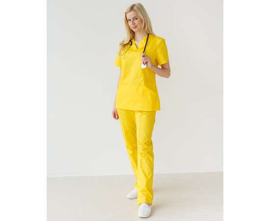 Изображение  Медицинский костюм женский Топаз желтый р. 48, "БЕЛЫЙ ХАЛАТ" 137-397-705, Размер: 48, Цвет: желтый