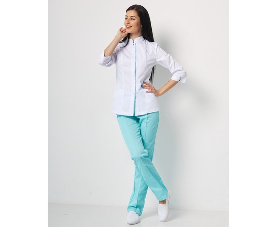 Изображение  Women's medical suit Sakura white-mint s. 42, "WHITE ROBE" 124-399-678, Size: 42, Color: white-mint
