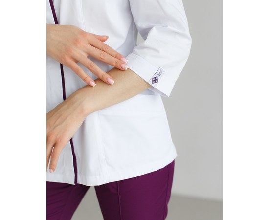 Изображение 5 Women's medical suit Sakura white-violet s. 40, "WHITE ROBE" 124-346-678, Size: 40, Color: white-purple