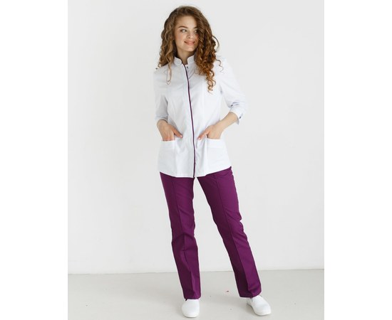 Изображение 10 Women's medical suit Sakura white-violet s. 40, "WHITE ROBE" 124-346-678, Size: 40, Color: white-purple