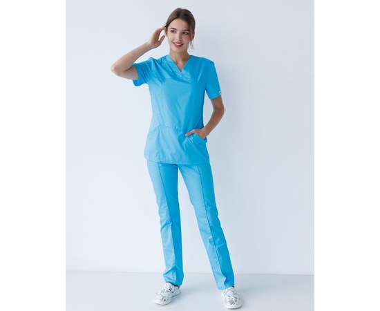 Изображение  Women's medical suit Topaz cobalt river. 40, "WHITE ROBE" 137-439-705, Size: 40, Color: cobalt