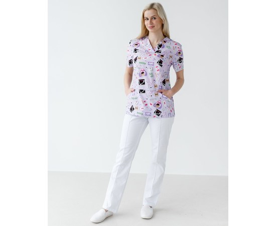 Изображение  Medical suit with print for women Topaz Laboratory white s. 42, "WHITE ROBE" 137-324-775, Size: 42, Color: laboratory white