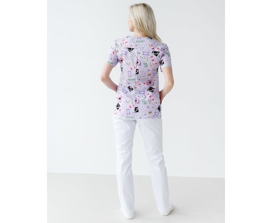 Изображение 2 Medical suit with print for women Topaz Laboratory white s. 42, "WHITE ROBE" 137-324-775, Size: 42, Color: laboratory white