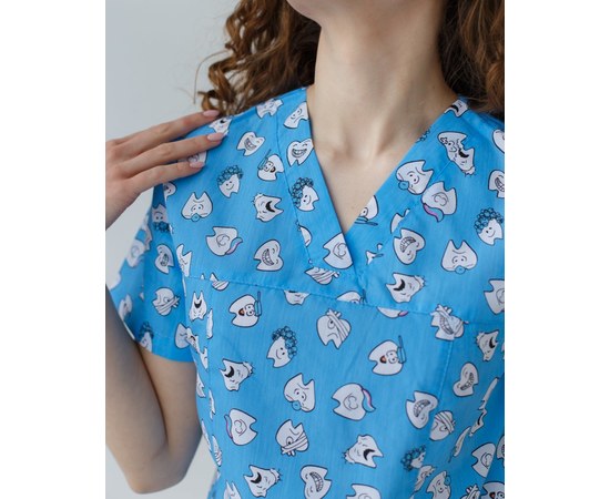Изображение 4 Medical suit with print women's Topaz Dentist blue s. 42, "WHITE ROBE" 137-324-776, Size: 42, Color: dentist blue
