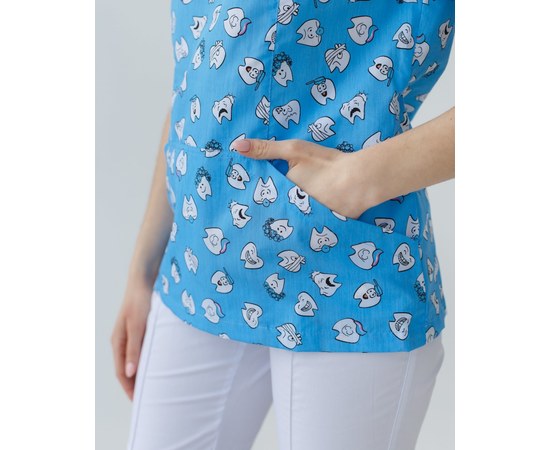 Изображение 5 Medical suit with print women's Topaz Dentist blue s. 40, "WHITE ROBE" 137-324-776, Size: 40, Color: dentist blue