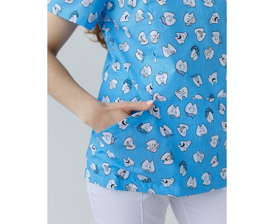 Изображение 7 Medical suit with print women's Topaz Dentist blue s. 42, "WHITE ROBE" 137-324-776, Size: 42, Color: dentist blue