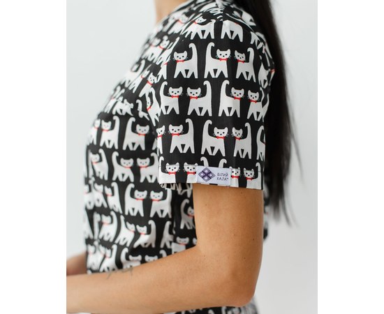 Изображение 7 Medical suit with print for women Topaz Cats black s. 40, "WHITE ROBE" 138-341-568, Size: 40, Color: cats black
