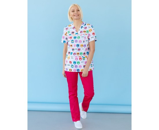 Изображение 8 Medical suit with print for women Topaz Cats colored s. 50, "WHITE ROBE" 138-337-569, Size: 50, Color: cats colored