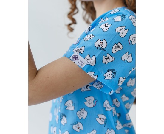 Изображение 8 Medical suit with print women's Topaz Dentist blue s. 50, "WHITE ROBE" 137-324-776, Size: 50, Color: dentist blue