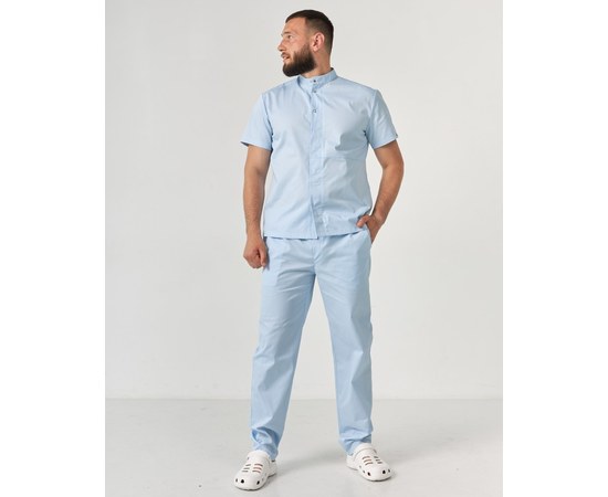 Изображение  Medical suit for men Boston azure s. 50, "WHITE ROBE" 129-462-679, Size: 50, Color: azure