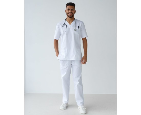 Изображение  Medical suit for men Granite white s. 50, "WHITE ROBE" 130-324-710, Size: 50, Color: white