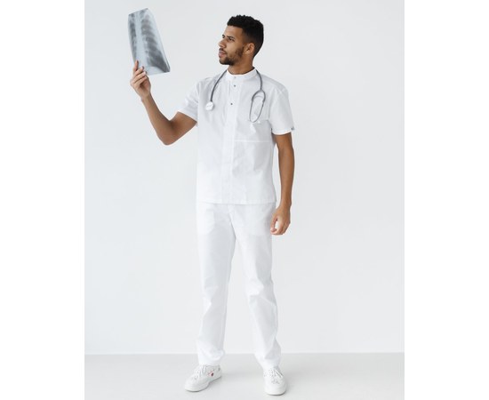 Изображение  Men's medical suit Boston white s. 56, "WHITE ROBE" 129-324-679, Size: 56, Color: white