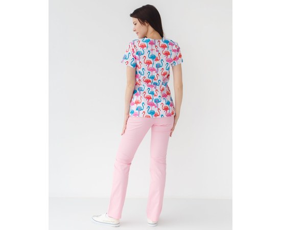 Изображение 2 Medical suit with print for women Topaz flamingo colored s. 40, "WHITE ROBE" 138-337-660, Size: 40, Color: flamingos colored
