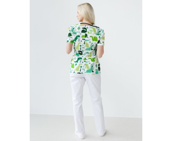 Изображение 2 Medical suit with print for women Topaz dinosaurs green s. 40, "WHITE ROBE" 137-324-769, Size: 40, Color: dinosaurs green