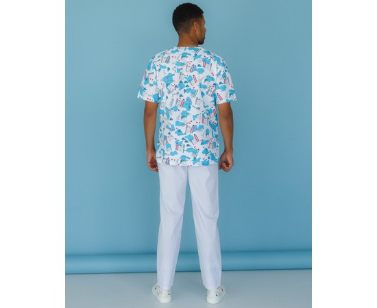 Изображение 2 Medical suit with print for men Granite Teeth smile s. 46, "WHITE ROBE" 131-324-626, Size: 46, Color: blue light