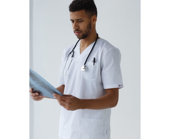 Изображение 3 Medical suit for men Granite white s. 46, "WHITE ROBE" 130-324-710, Size: 46, Color: white