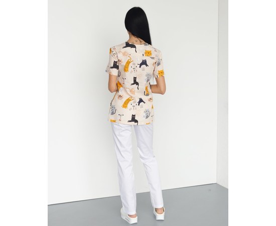 Изображение 3 Medical suit with print for women Topaz Cats white s. 40, "WHITE ROBE" 138-324-644, Size: 40, Color: cats white