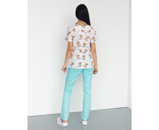 Изображение 3 Medical suit with print for women Topaz Teddy mint s. 40, "WHITE ROBE" 138-332-645, Size: 40, Color: teddy mint