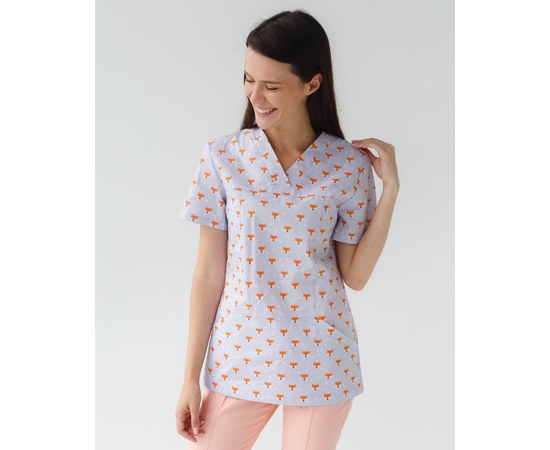Изображение 3 Medical suit with print for women Topaz chanterelles peach s. 40, "WHITE ROBE" 138-338-729, Size: 40, Color: peach chanterelles