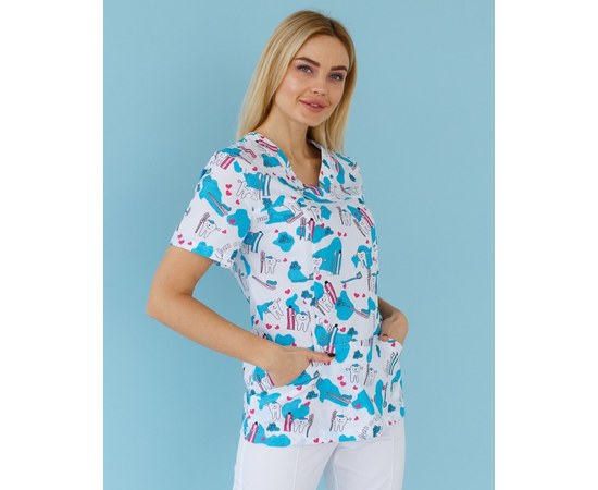 Изображение 3 Medical suit with print for women Topaz Teeth smile s. 42, "WHITE ROBE" 138-324-626, Size: 42, Color: teeth smile