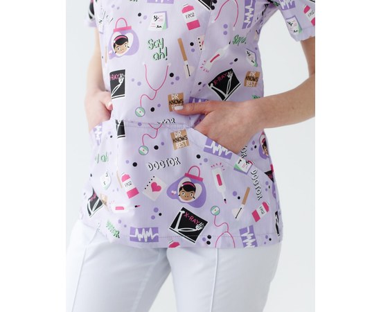 Изображение 5 Medical suit with print for women Topaz Laboratory white s. 44, "WHITE ROBE" 137-324-775, Size: 44, Color: laboratory white