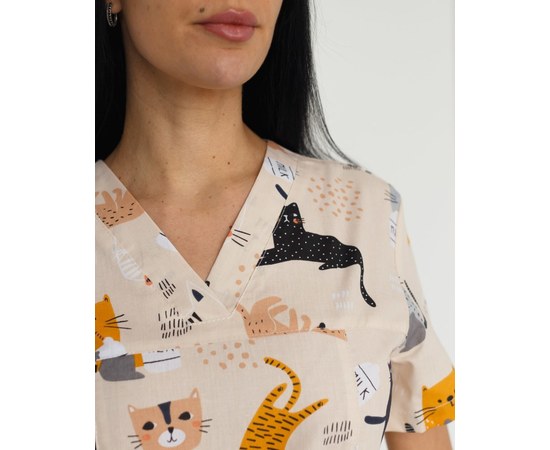 Изображение 5 Medical suit with print for women Topaz Cats white s. 40, "WHITE ROBE" 138-324-644, Size: 40, Color: cats white