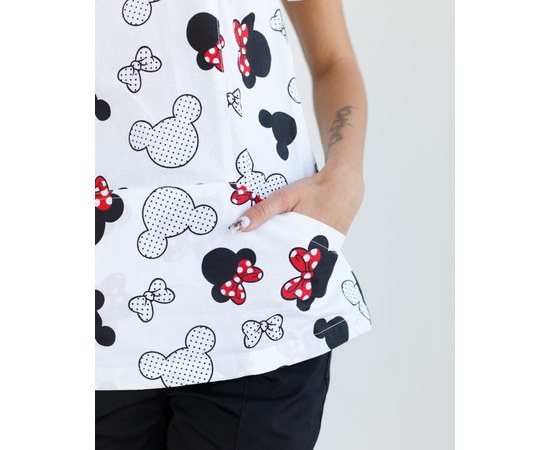 Изображение 5 Medical suit with print for women Topaz Mickey black s. 40, "WHITE ROBE" 137-321-773, Size: 40, Color: микки черный