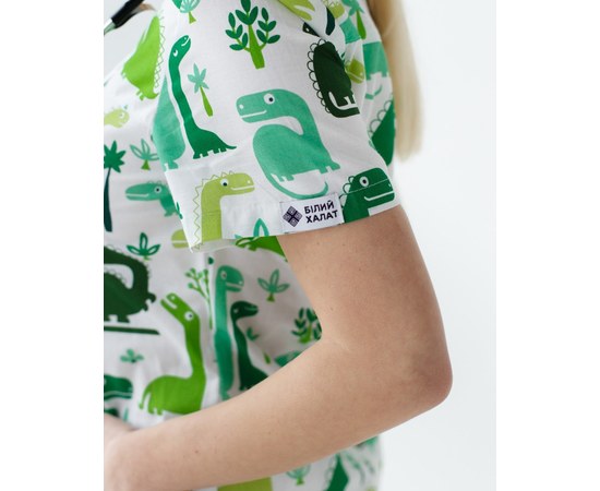 Изображение 5 Medical suit with print for women Topaz dinosaurs green s. 40, "WHITE ROBE" 137-324-769, Size: 40, Color: dinosaurs green